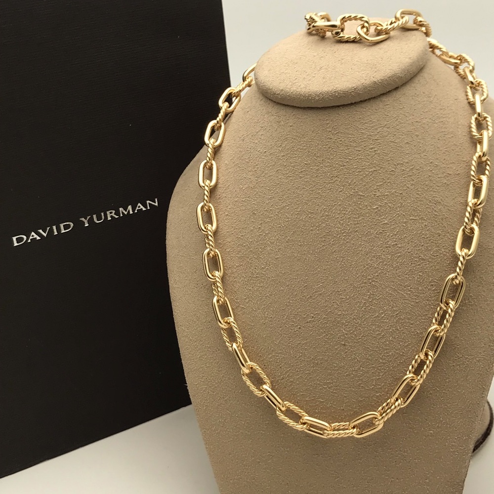 💯Authentic David Yurman Solid,18k Yellow Gold Madison Link Chain Necklace, 17”